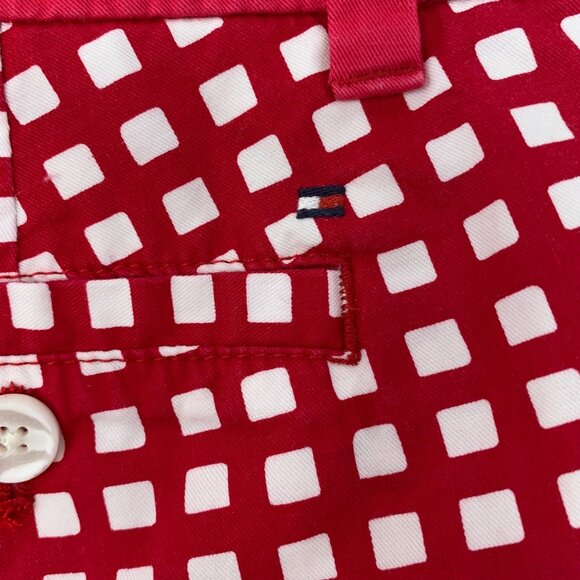 Tommy Hilfiger Red and White Squares Flat Front Cotton Women's Shorts Size 6 - Picture 8 of 8